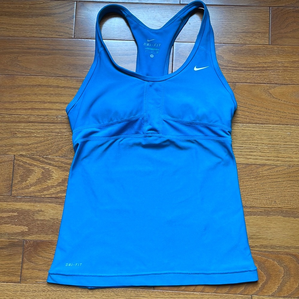 NIKE Dri Fit Racer Back Tank Top TEAL Size Small S Sports Bra Athletic Running